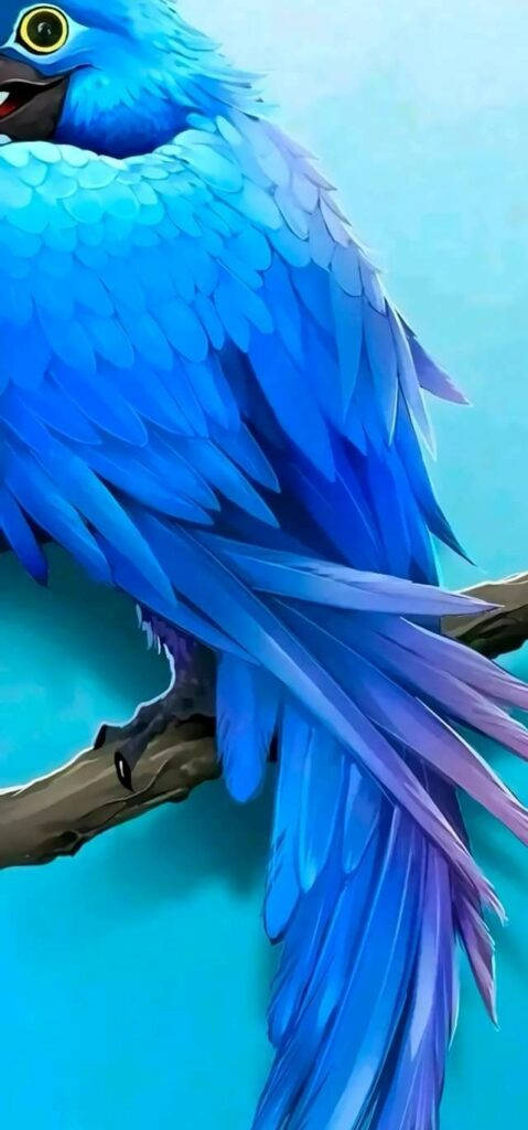 Large Blue Bird With Eyes As Punch Hole Background