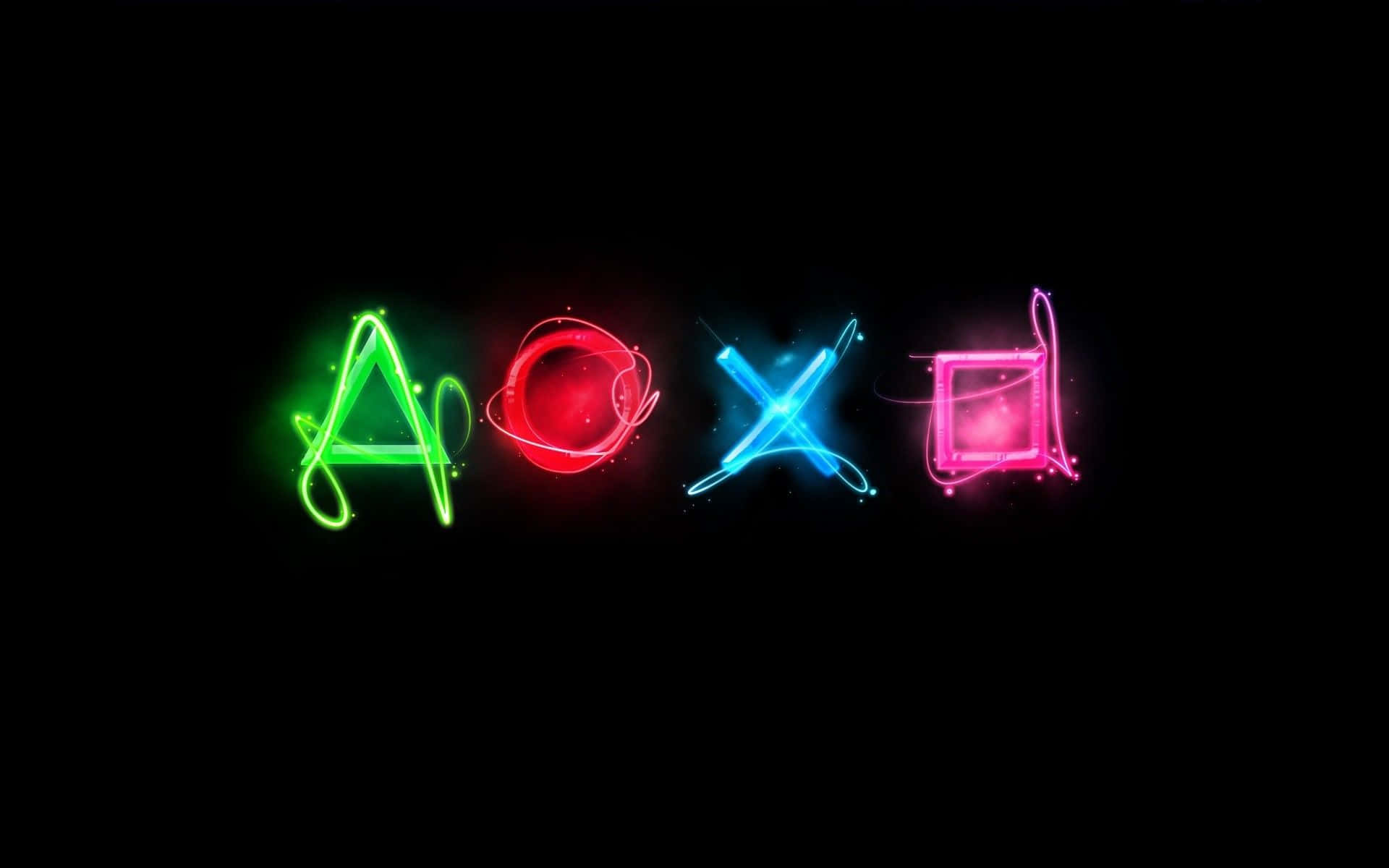 Large Cool Ps4 Colorful Neon Icons Of Control Buttons Background