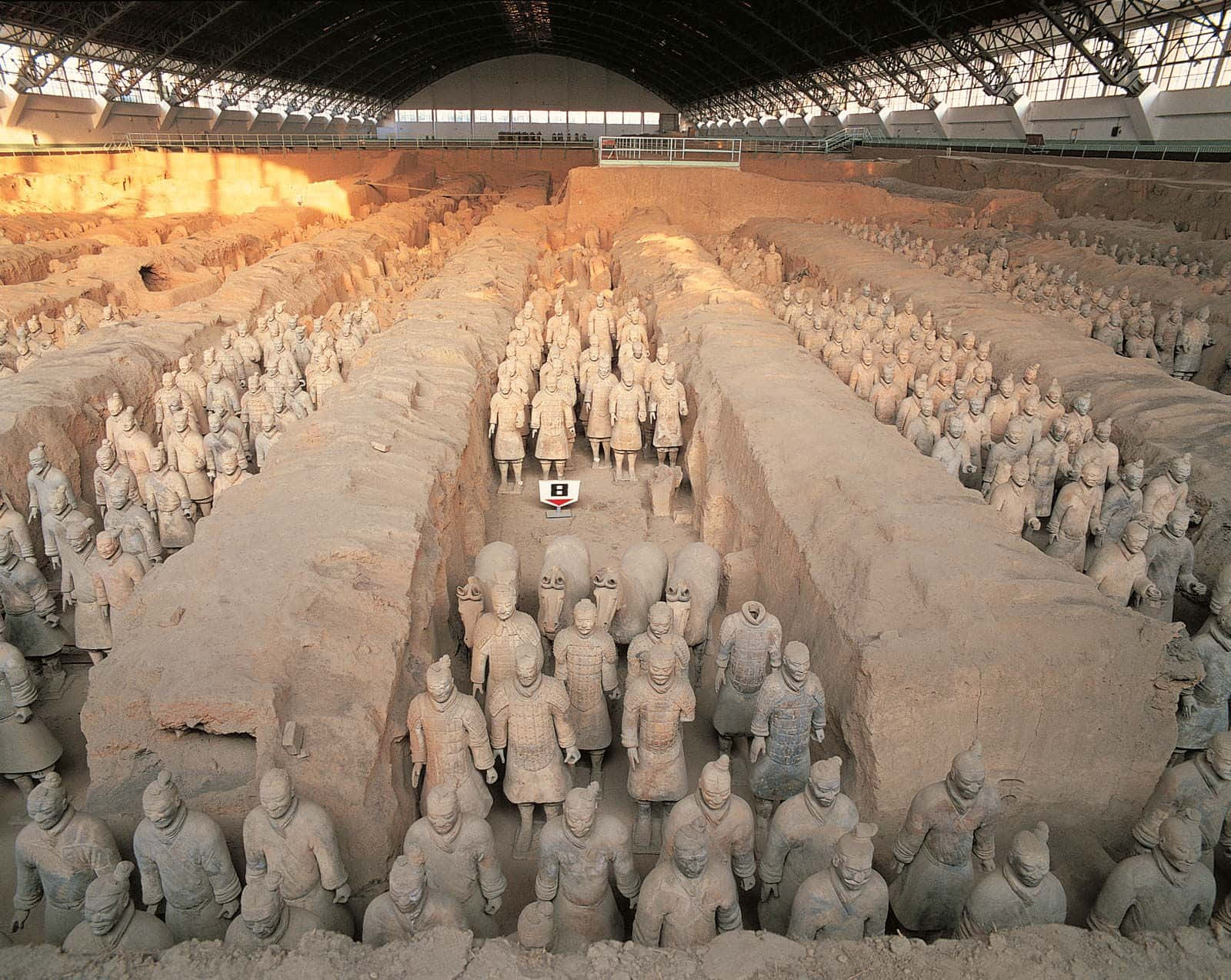 Large Interior Terracotta Warriors China Museum Background