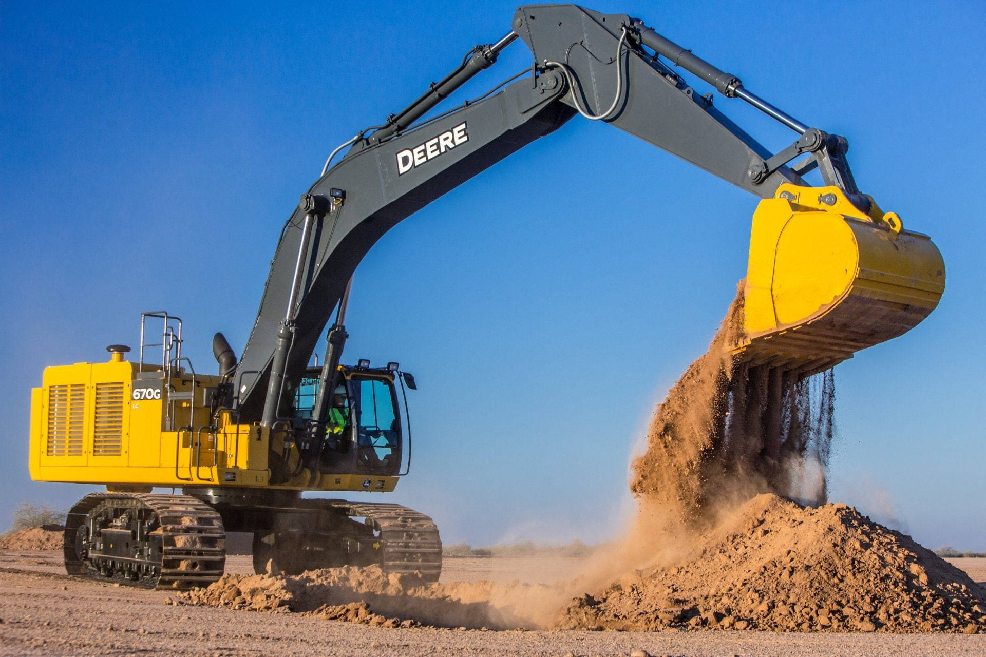 Large John Deere Excavator In Action Background