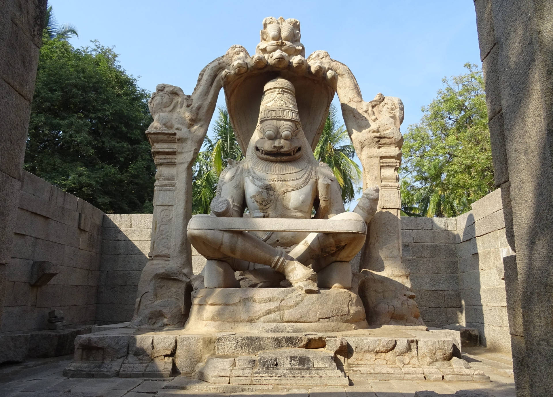 Large Narasimha Concrete Statue Background