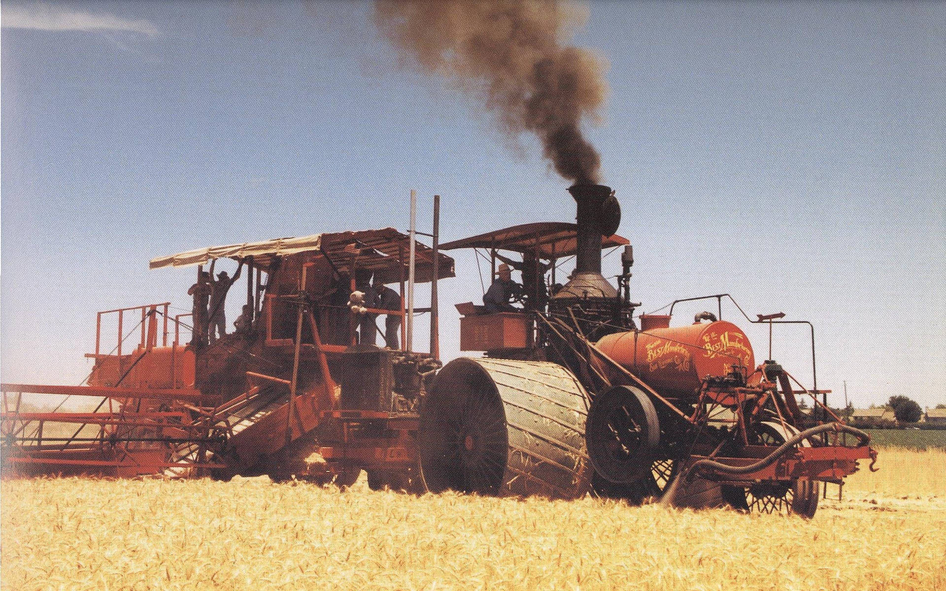 Large Old-school Tractor On Field Background