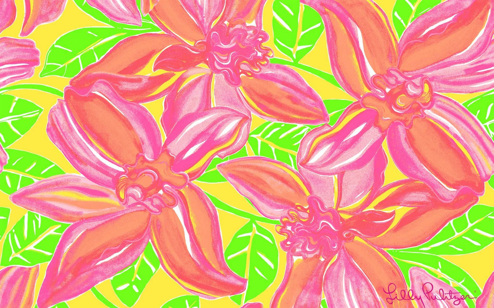 Large Pink Flowers Lilly Pulitzer Desktop Background