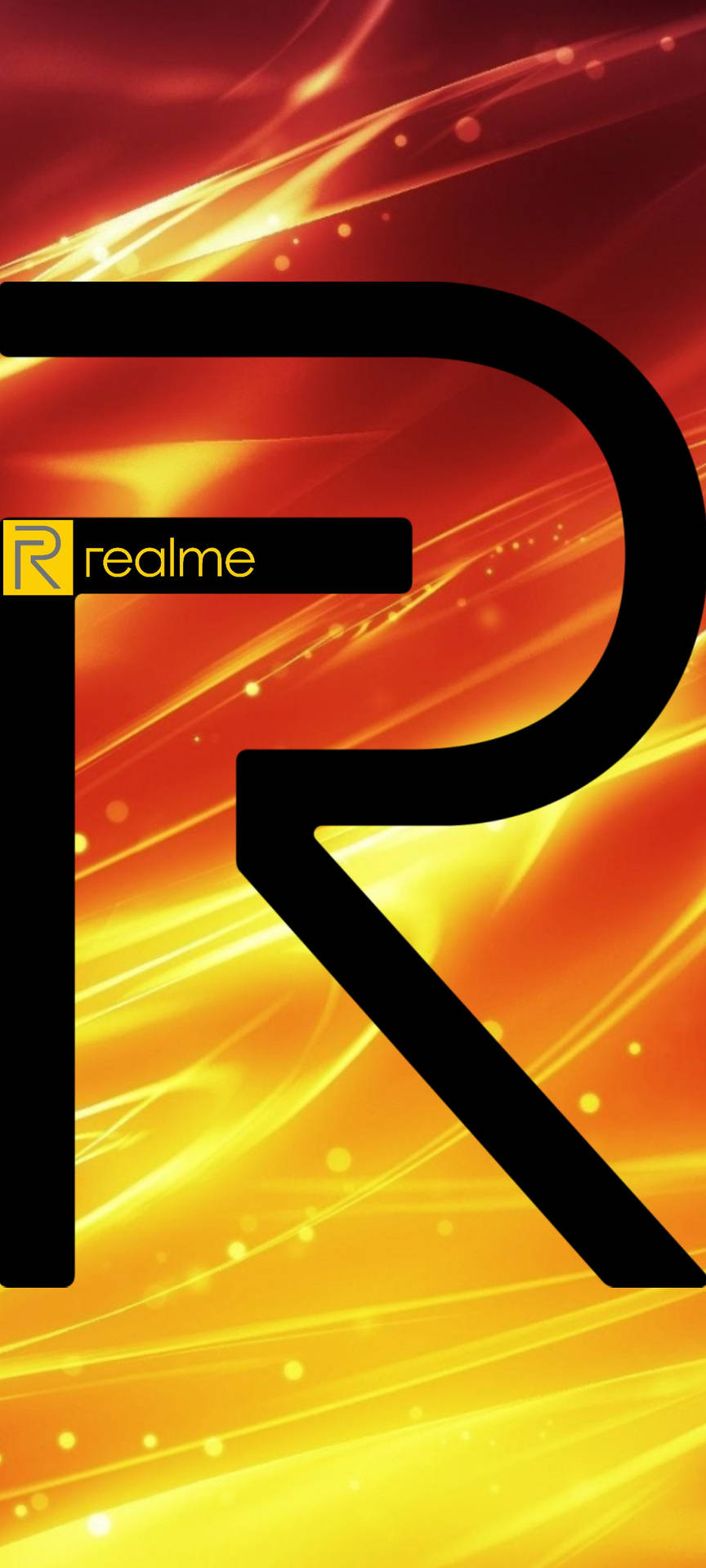 Large Realme Logo Fiery Orange Background