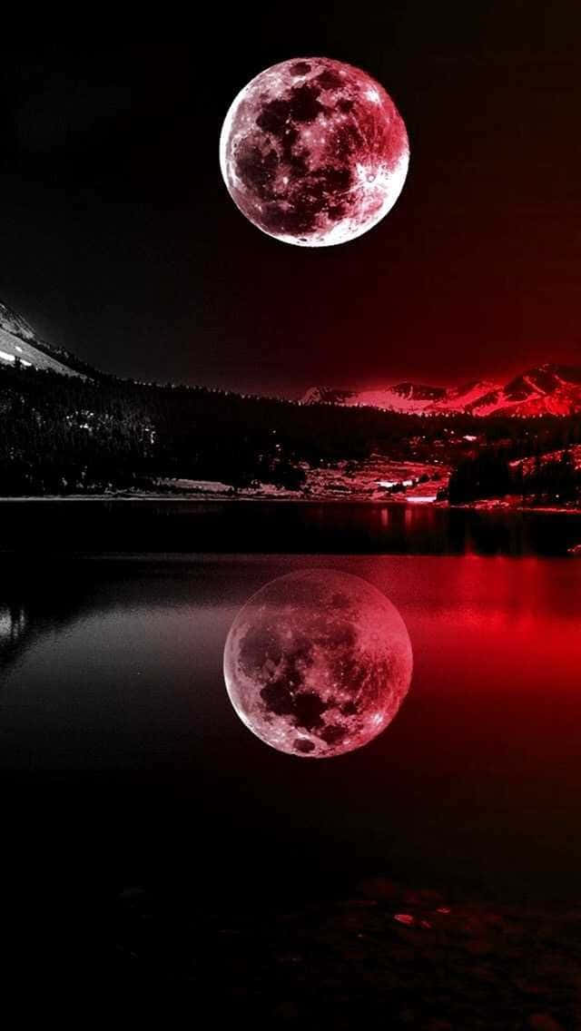 Large Red Night Sky Moon