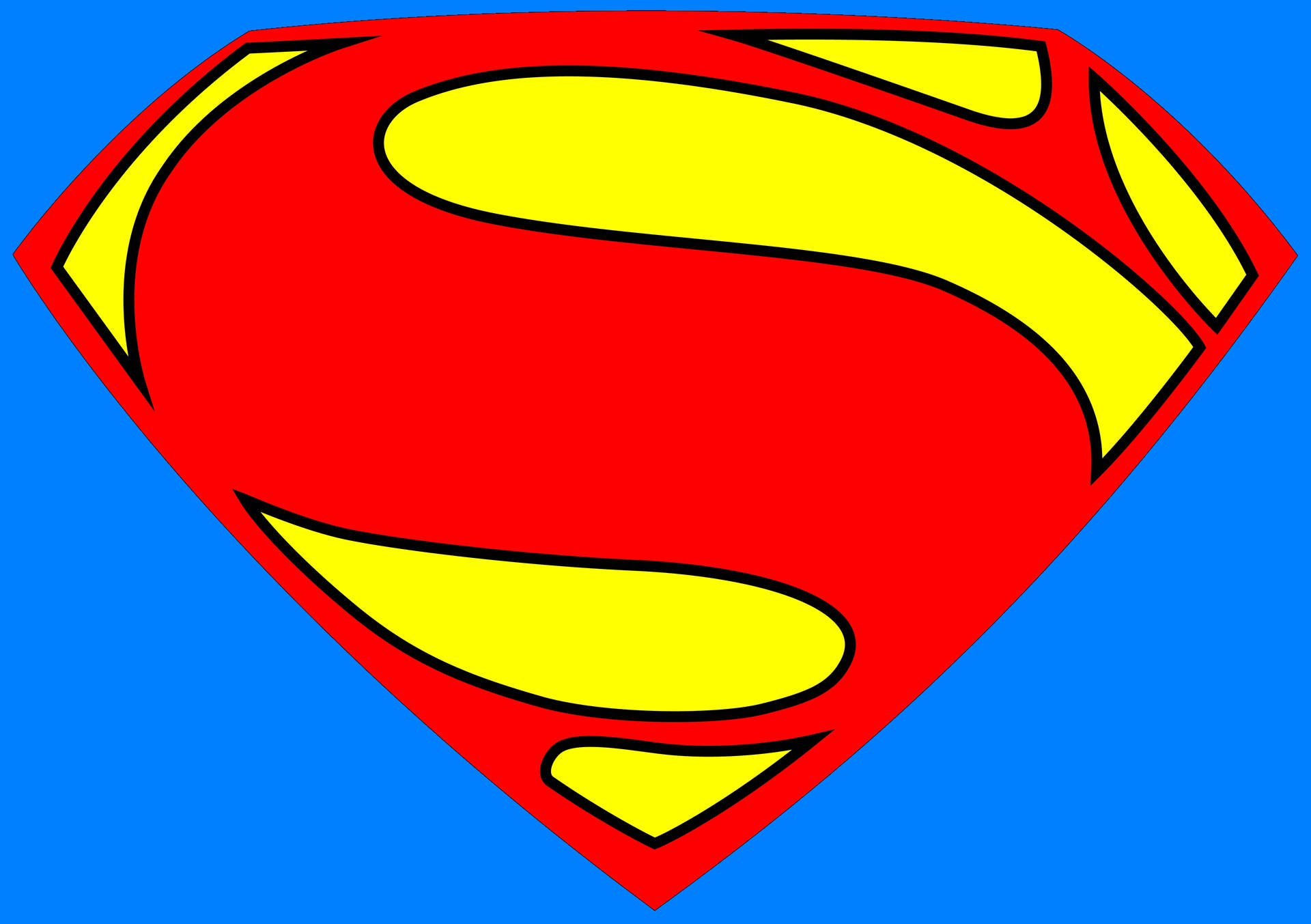 Large Superman Logo On Blue Background