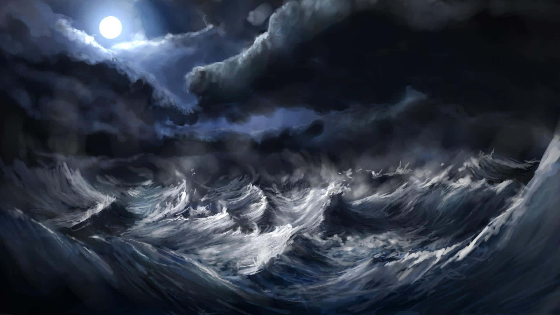 Large Waves From A Powerful Ocean Storm Background