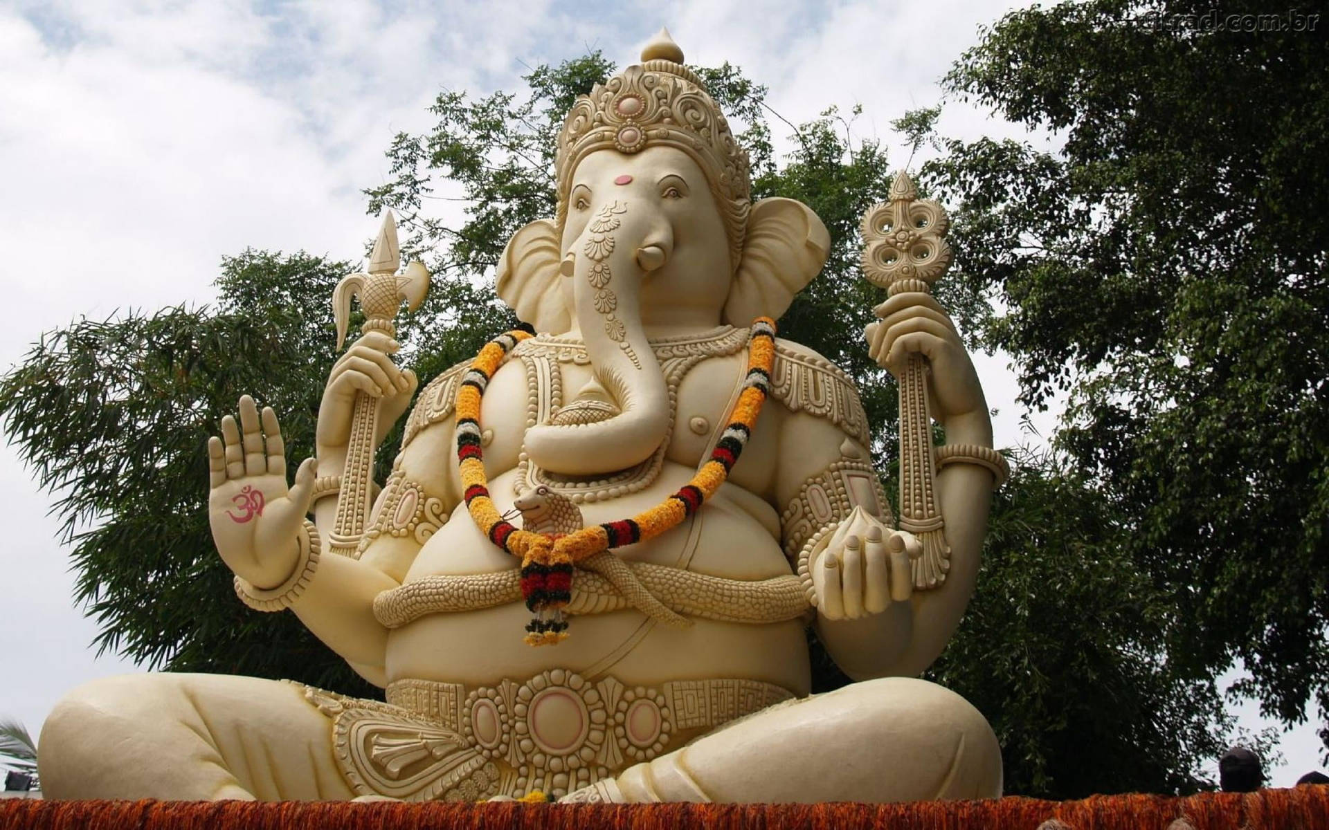 Large White Ganesh Full Hd Background