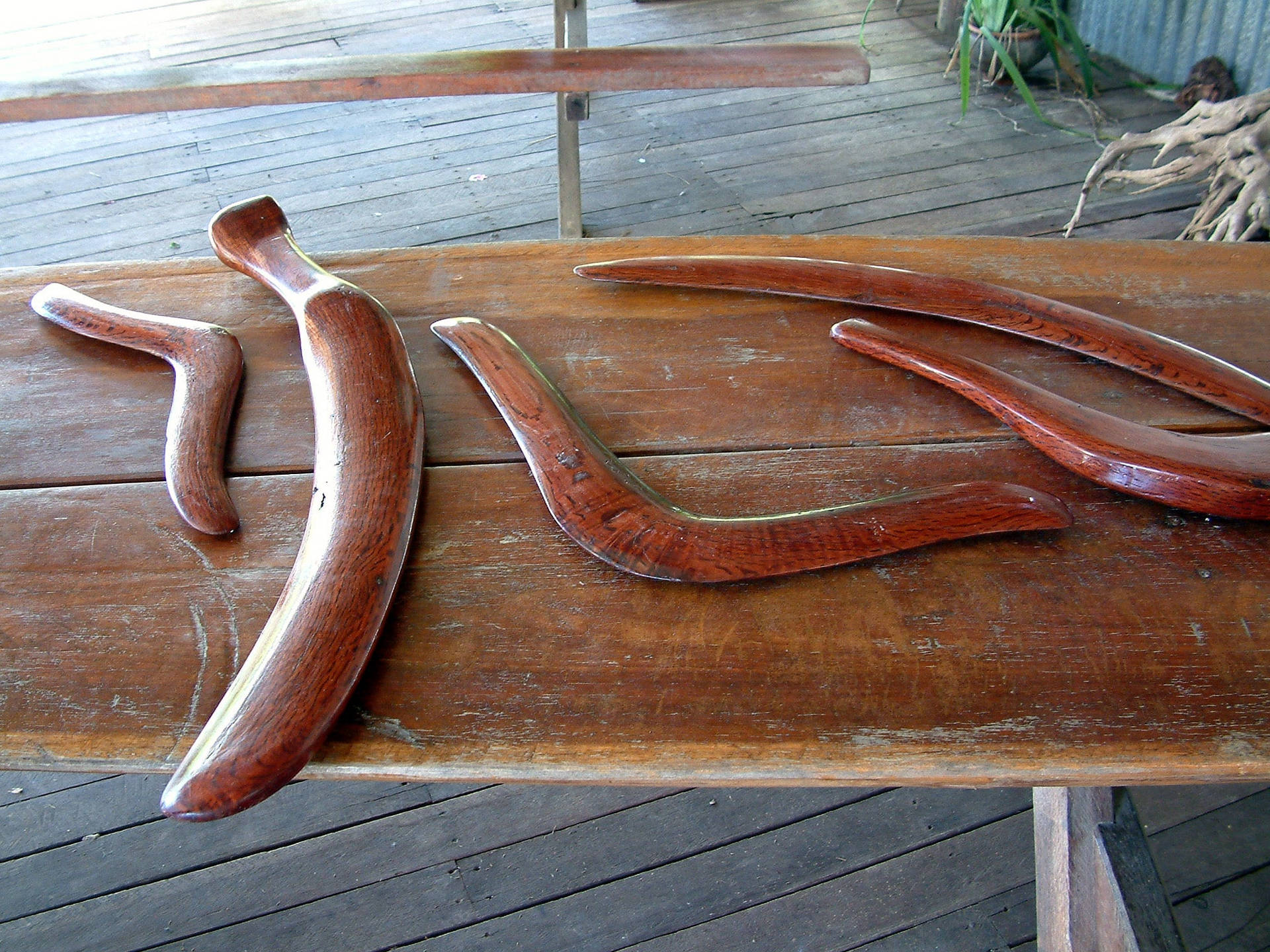 Large Wooden Boomerangs Background