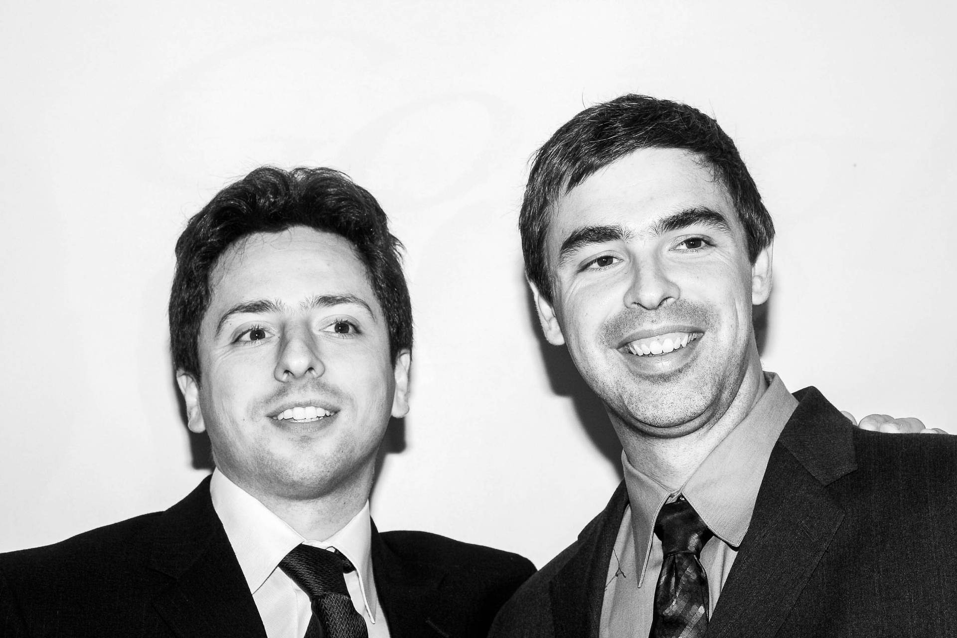 Larry Page Sergey Brin Black And White Photo