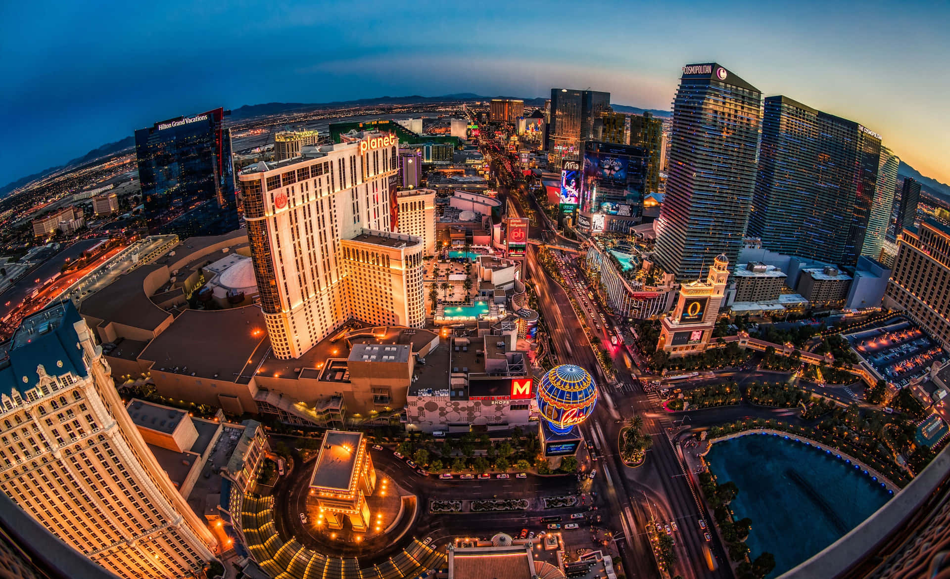Las Vegas Fish Eye Desktop Background