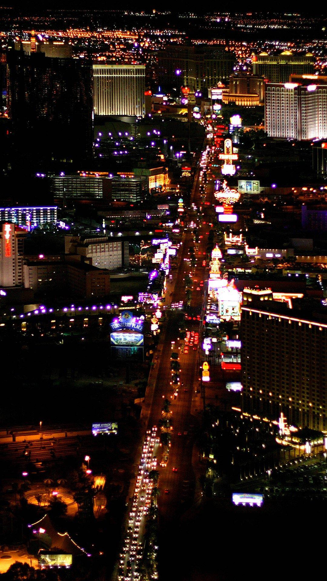 Las Vegas Strip Aerial Night Boulevard