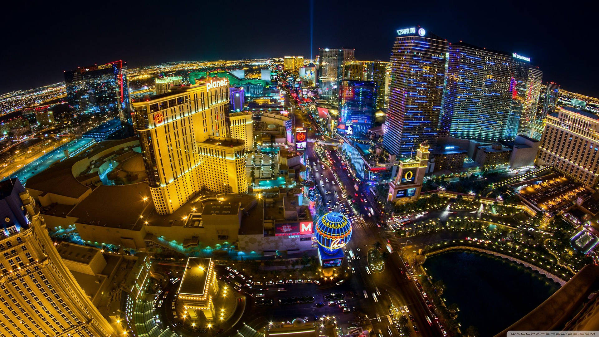 Las Vegas Strip Aerial View Night Background