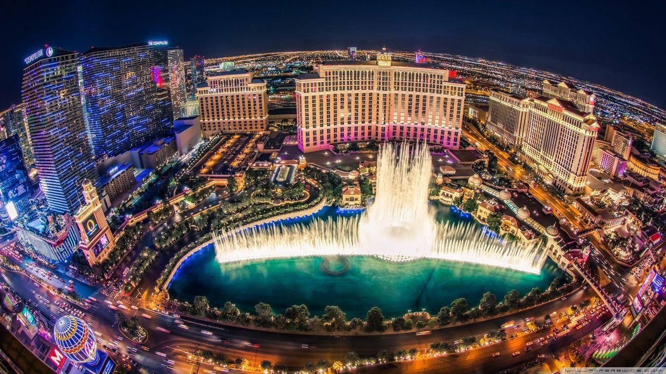 Las Vegas Strip Bellagio At Night Background