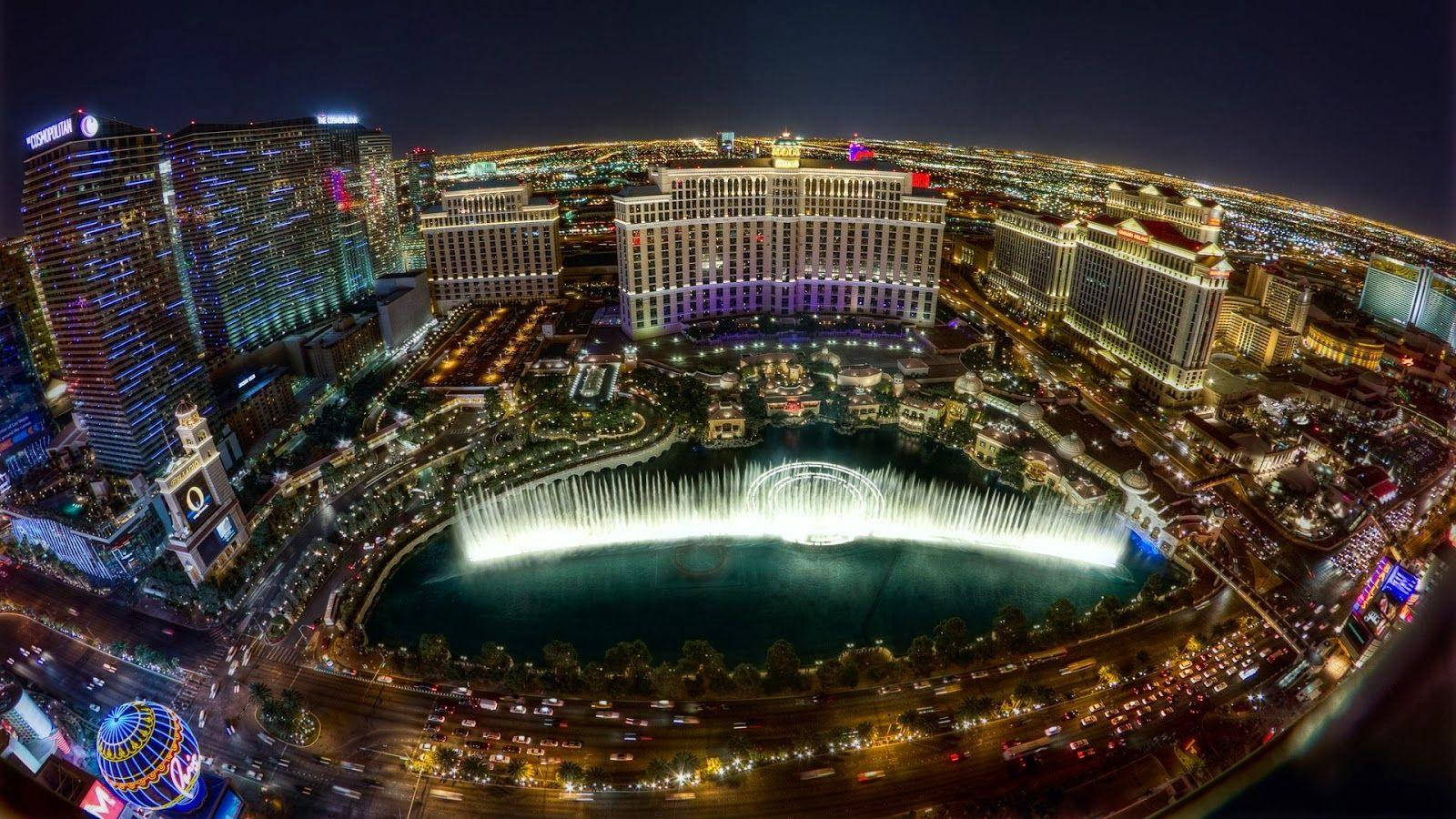 Las Vegas Strip Bellagio Fountain Running Background