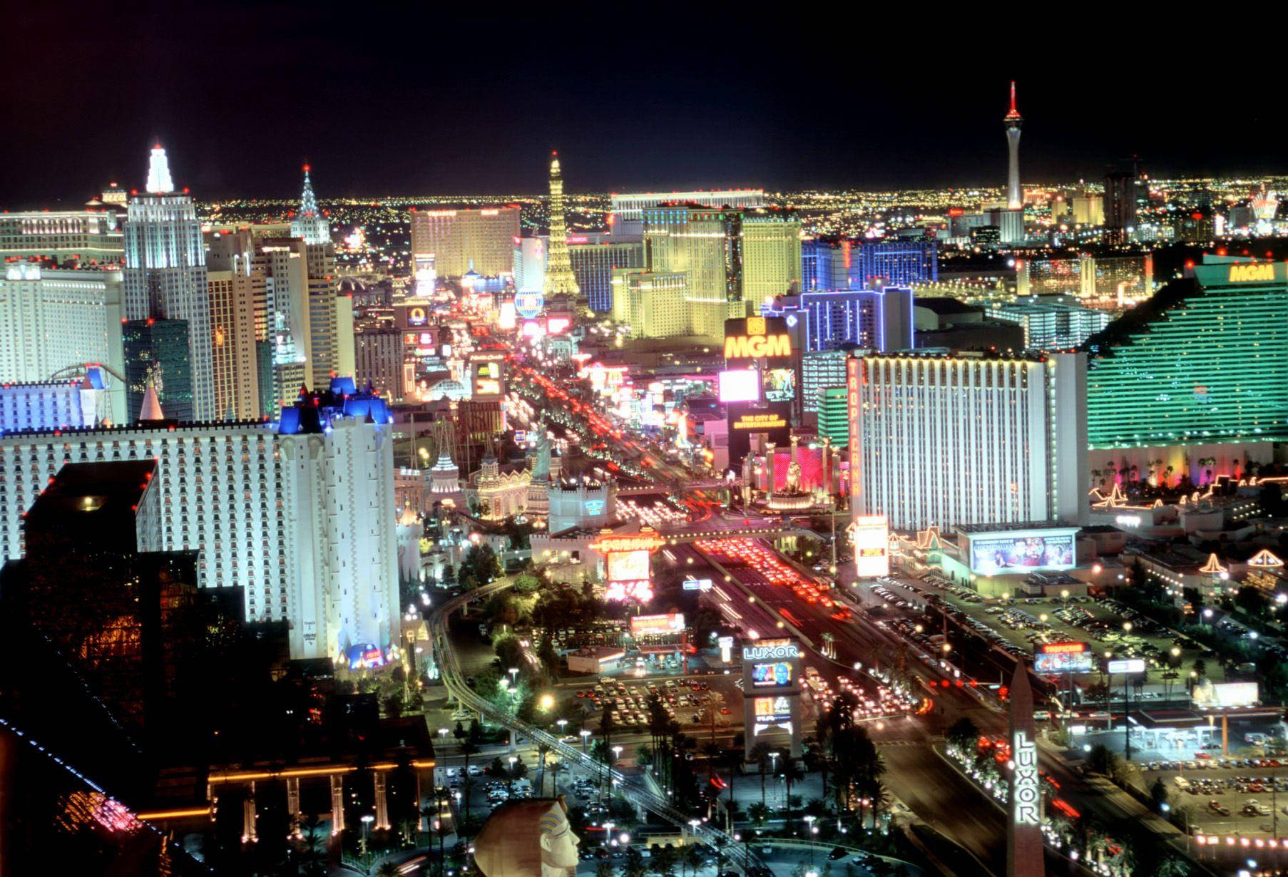 Las Vegas Strip Black Night Sky Background