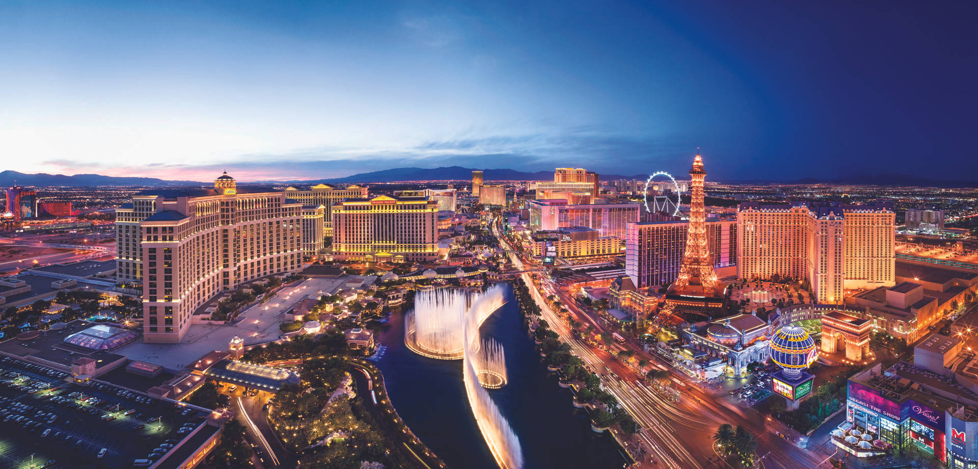 Las Vegas Strip Blue Sky Evening Background