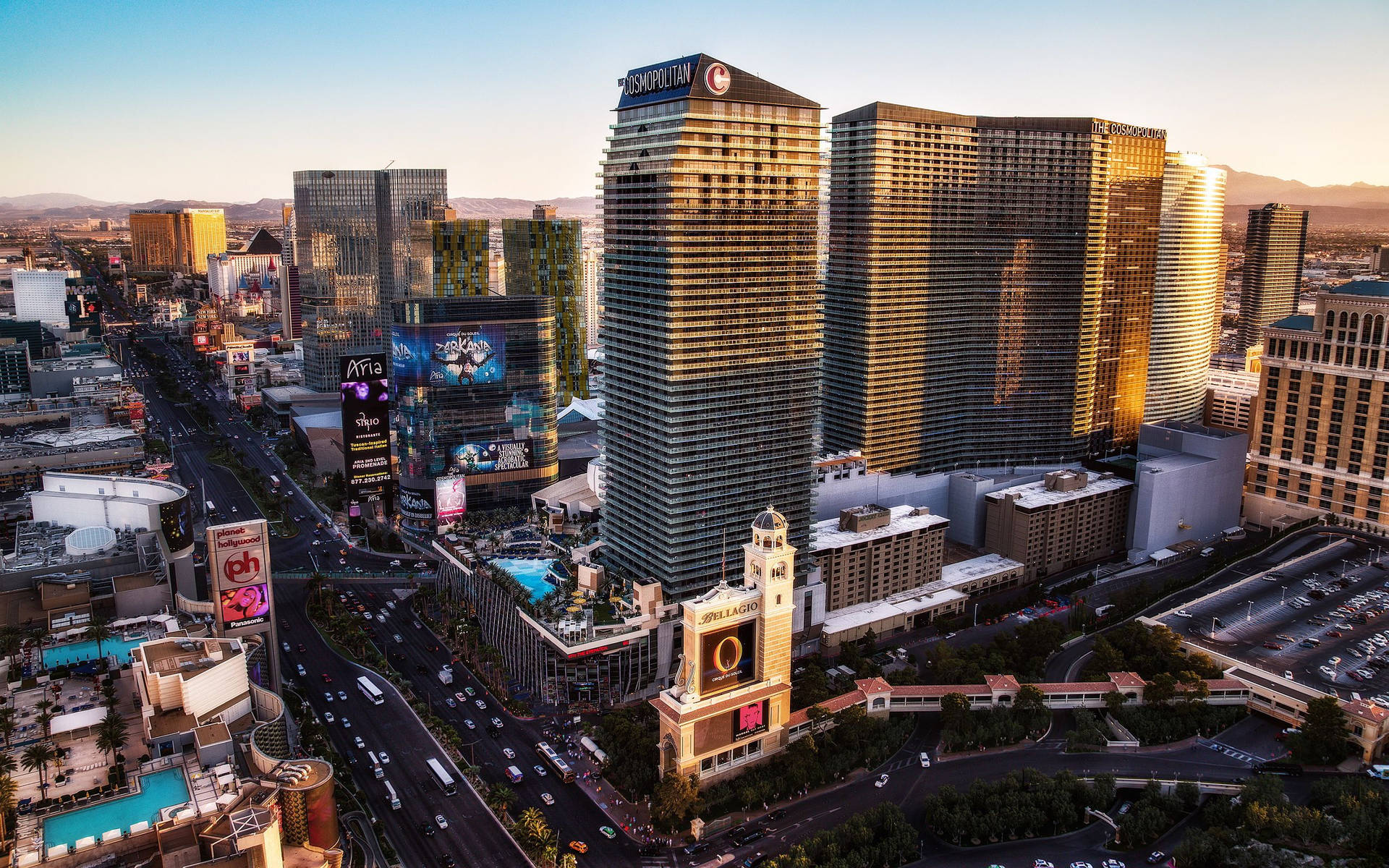 Las Vegas Strip Cosmopolitan Sunset Background