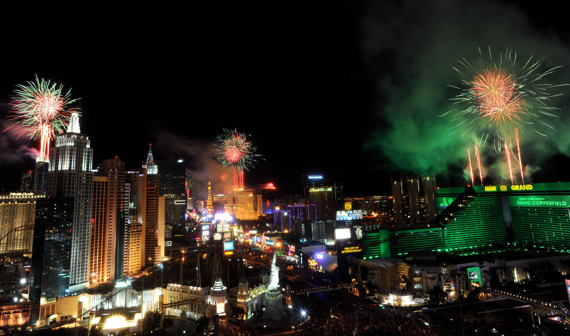 Las Vegas Strip Fireworks Display Background