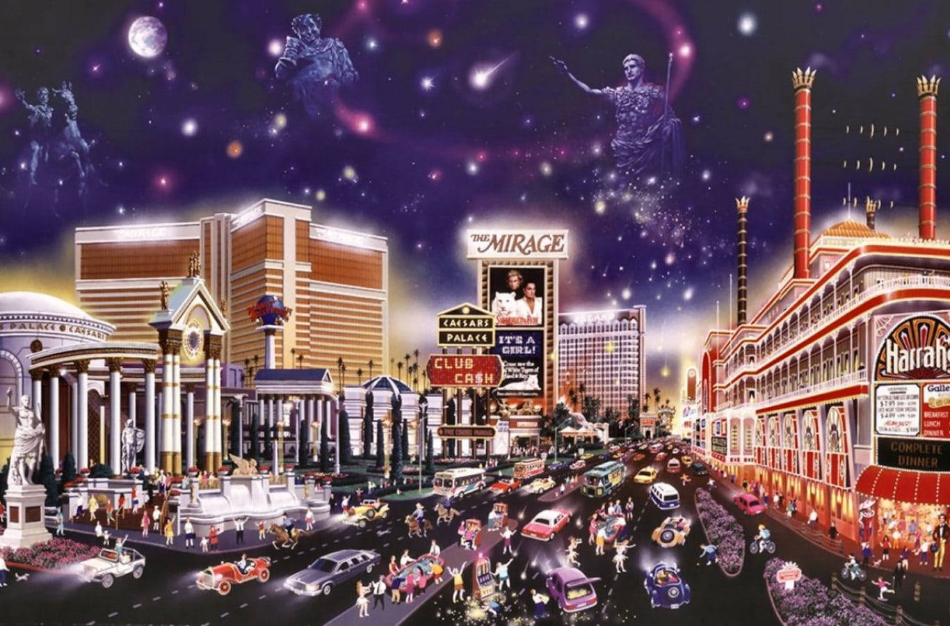 Las Vegas Strip Night Party Artwork Background