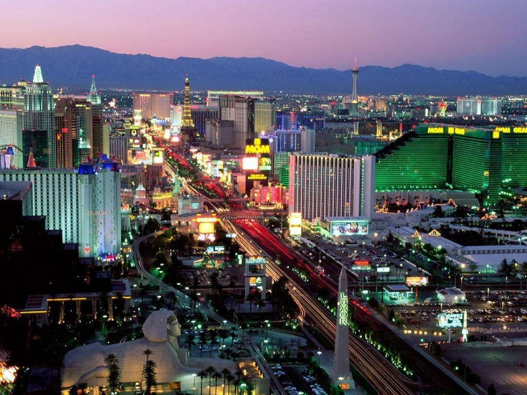 Las Vegas Strip Sunset Pink Sky Background