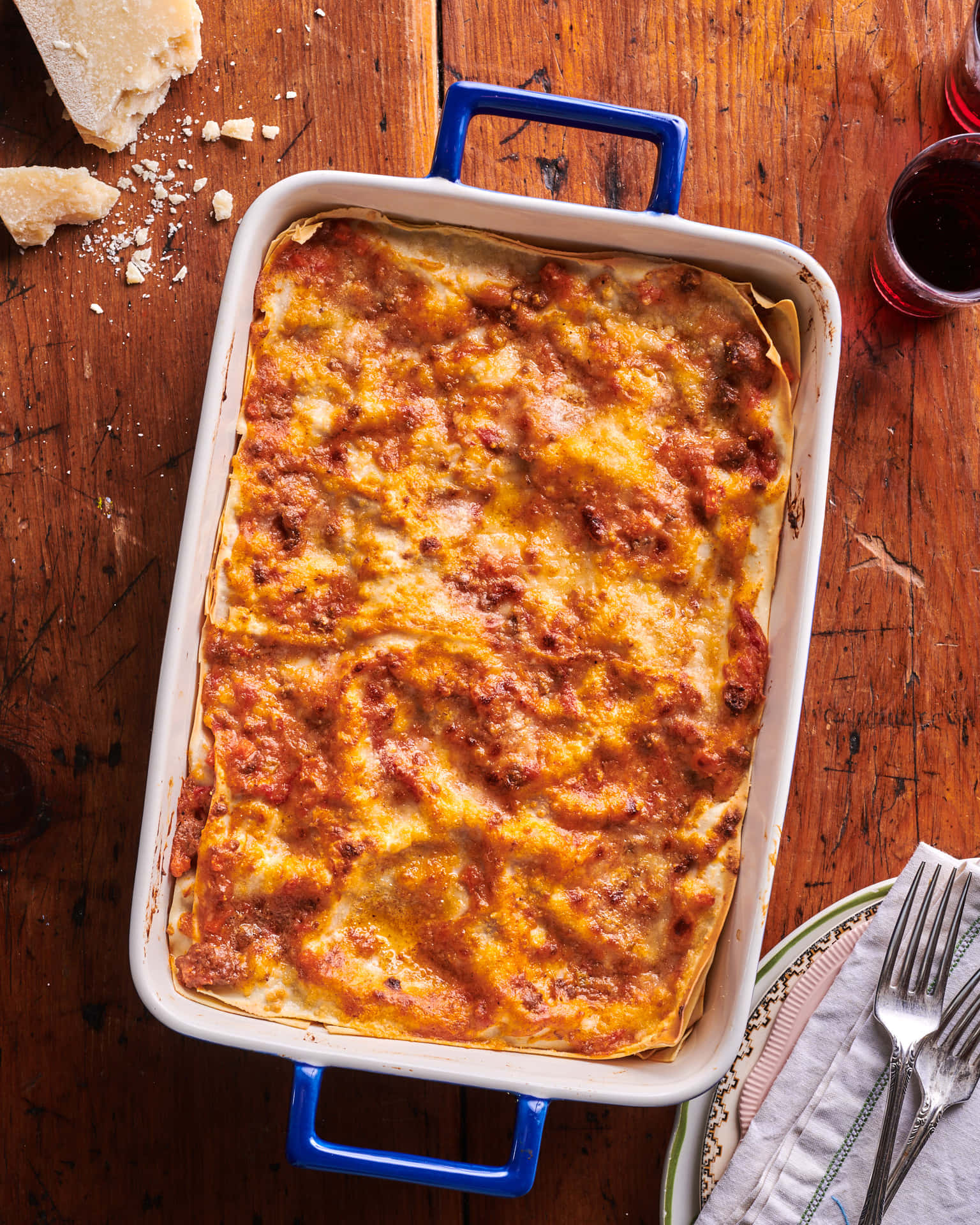 Lasagna Alla Bolognese Flat Lay Background