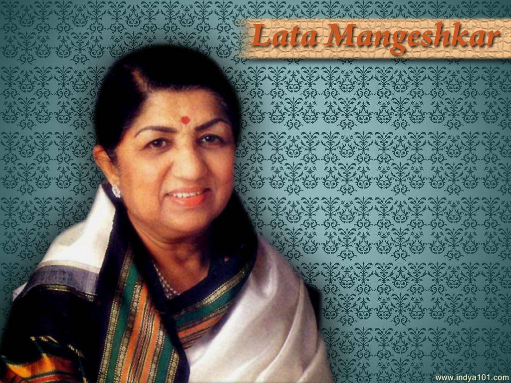 Lata Mangeshkar Aesthetic Blue Background