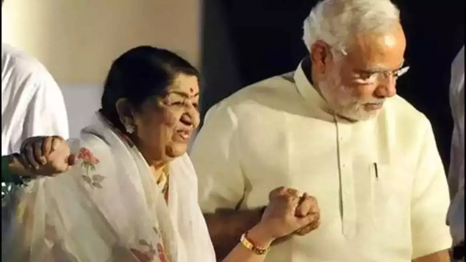 Lata Mangeshkar And Narendra Modi Background