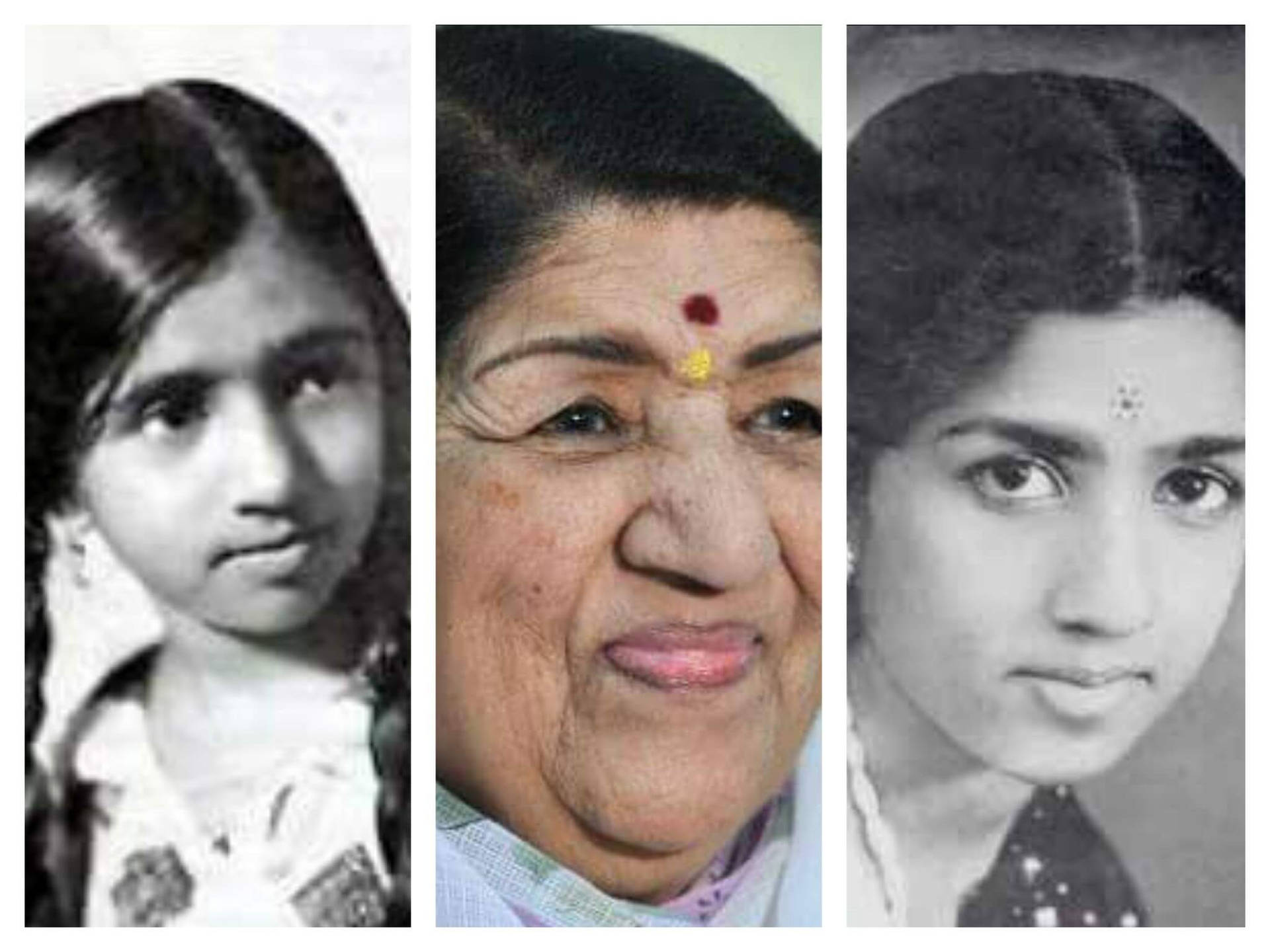 Lata Mangeshkar Childhood Collage Background