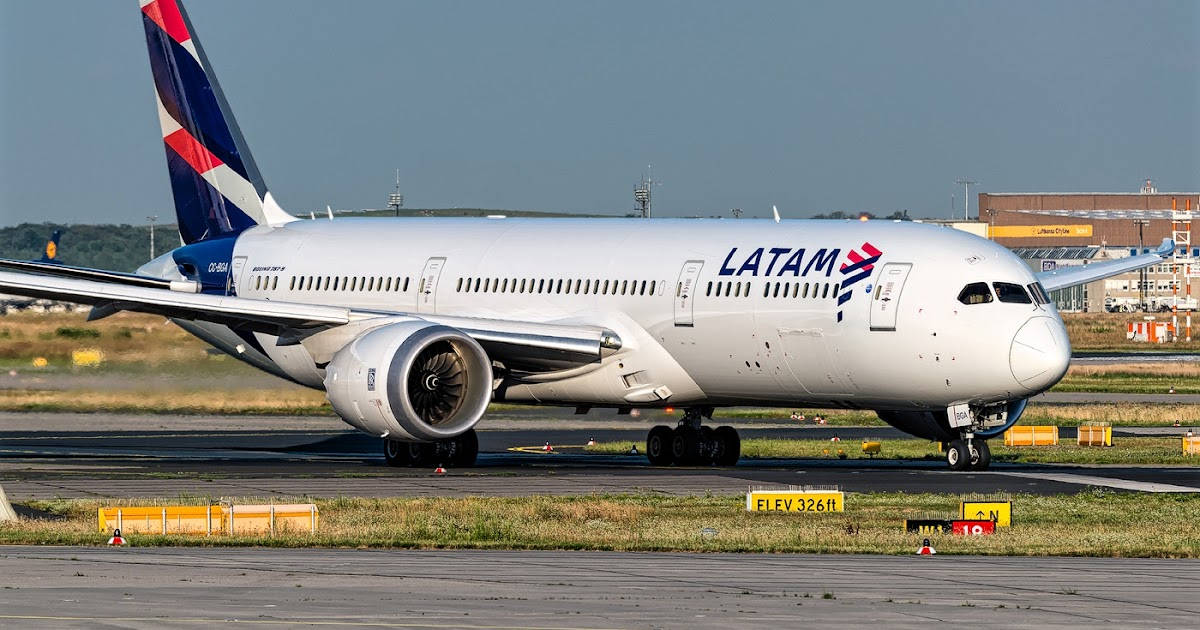 Latam Airlines Plane In Runway Background