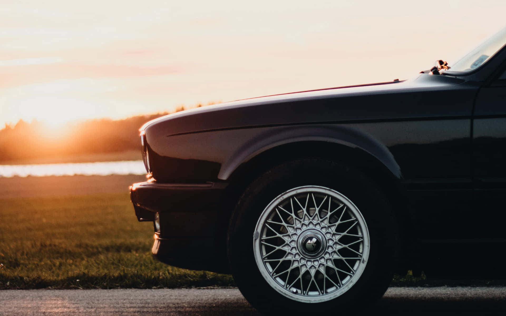 Lateral View Of A Black Car Background