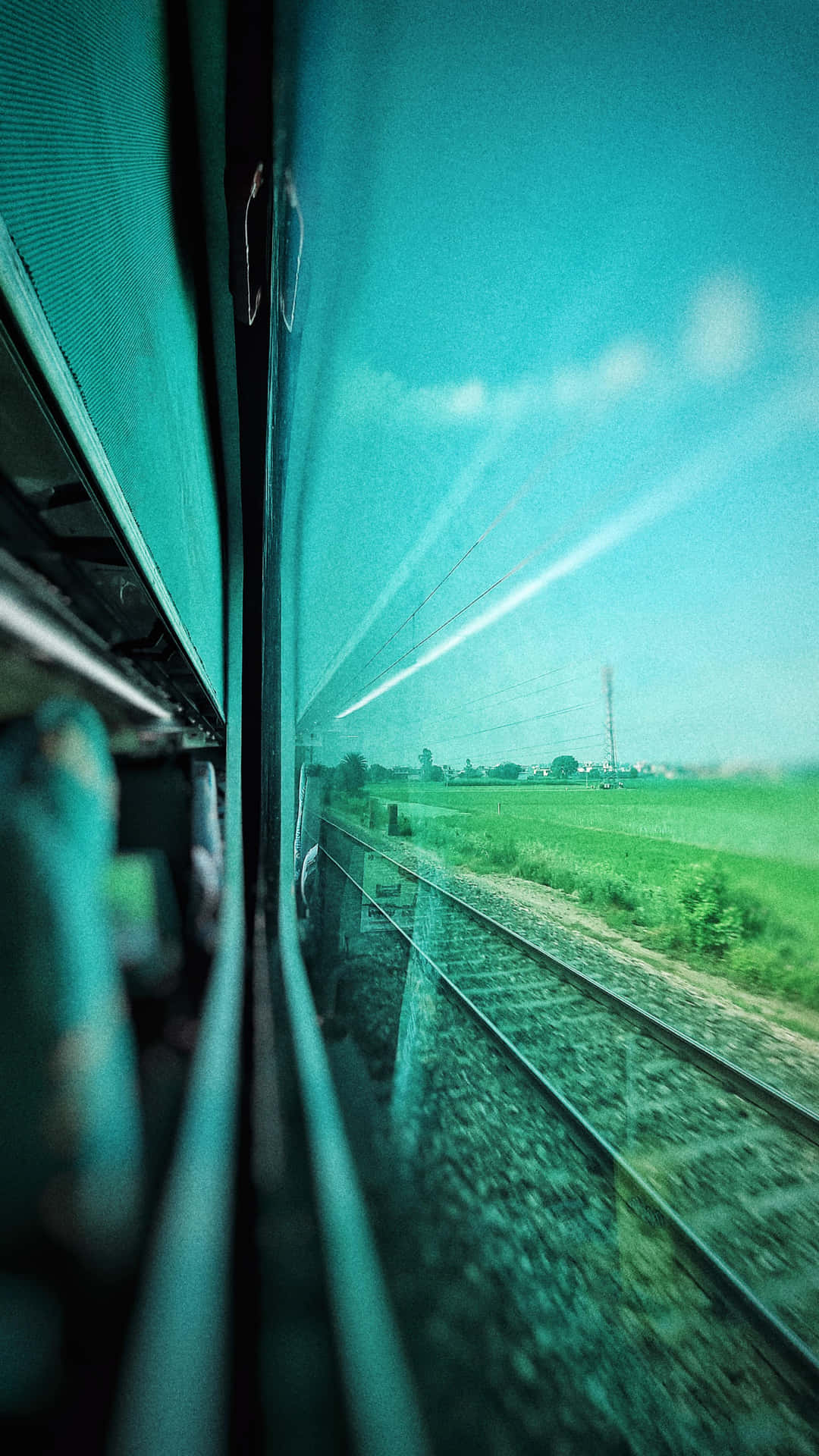 Lateral View Of The Railroad From The Train Window Background