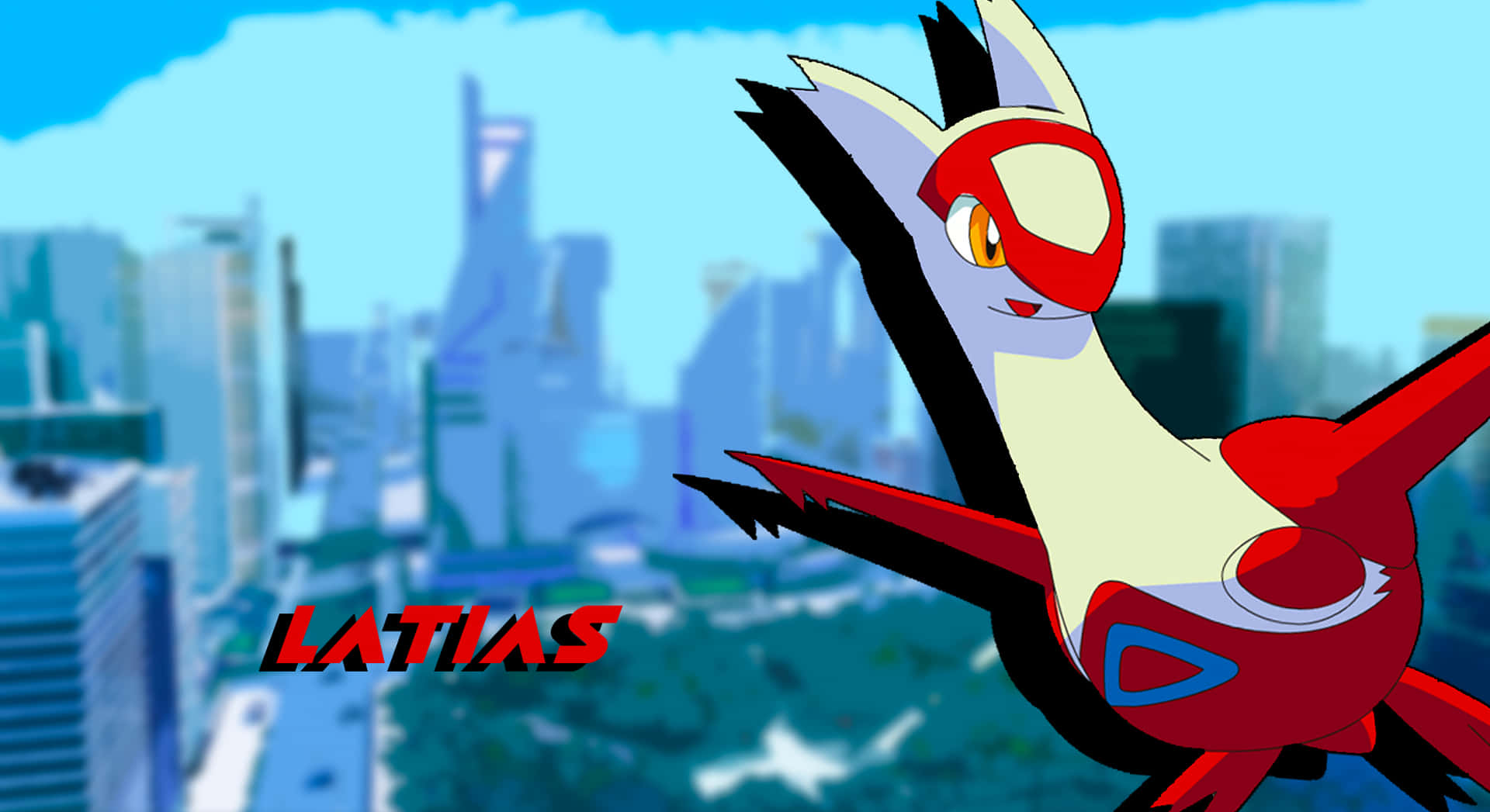 Latias Against City Background Background