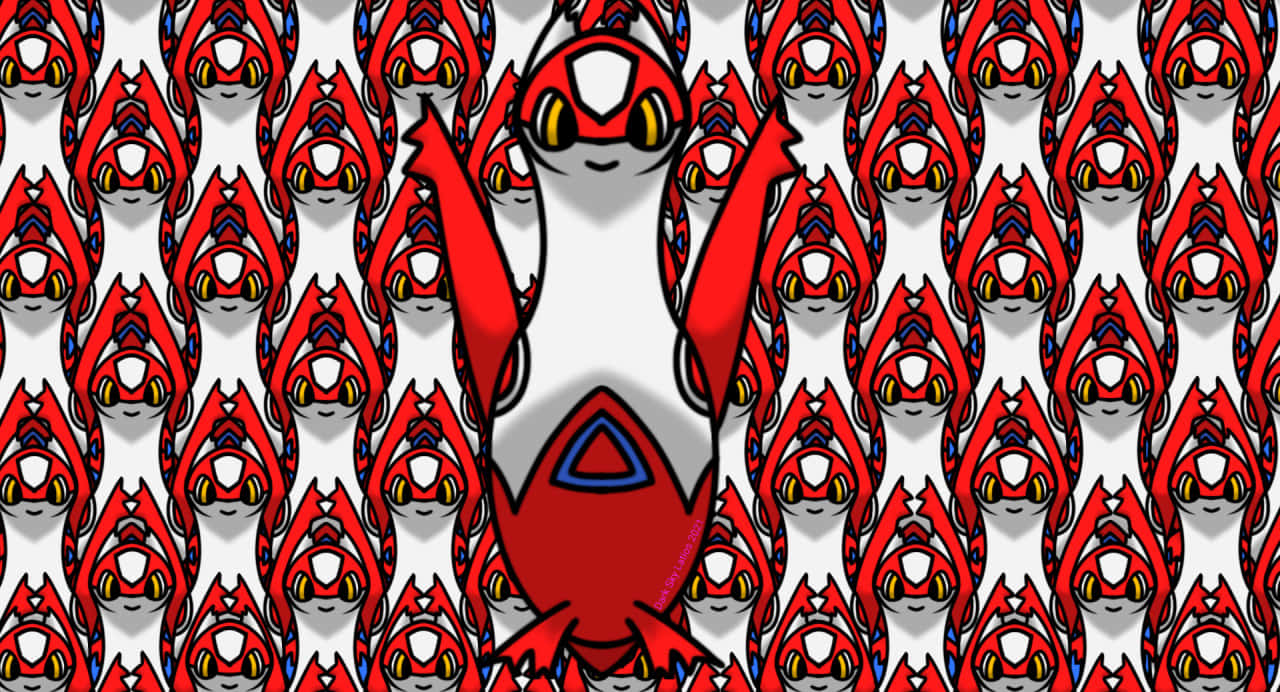 Latias Against Repeating Pattern Background Background