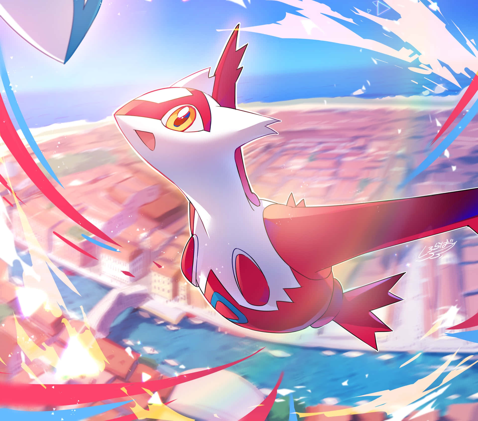 Latias Happy To See Latios Background