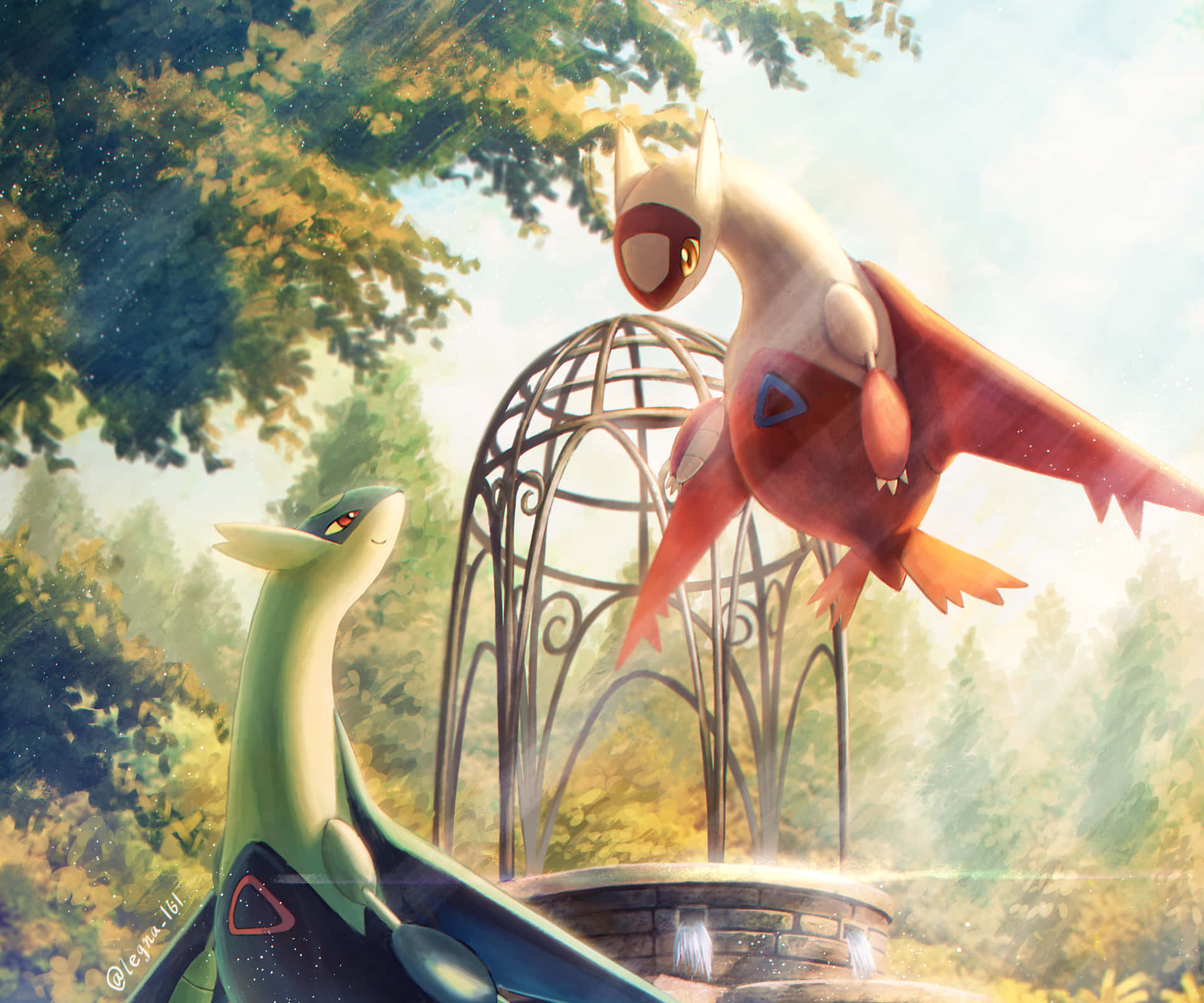 Latias In Flight In The Pokemon World Background