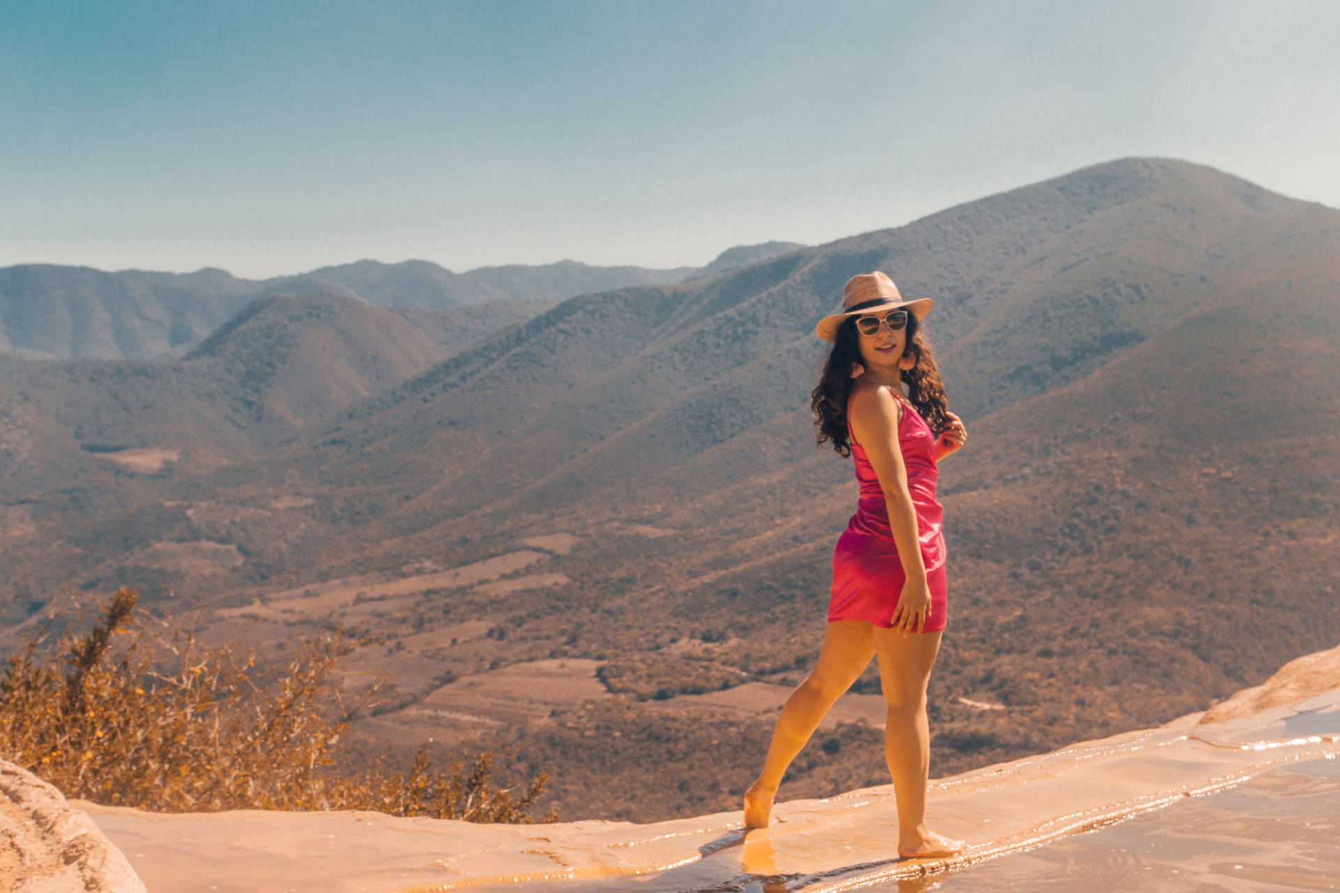 Latina Girl In Desert Background