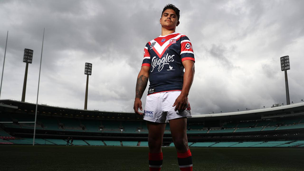 Latrell Mitchell In Action During Nrl Match. Background