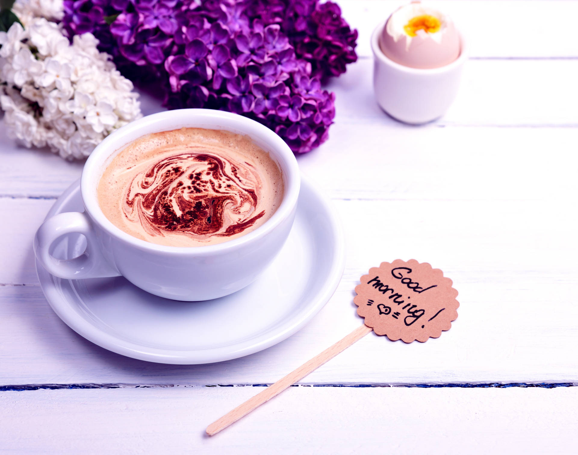 Latte And Lilac Good Morning Background