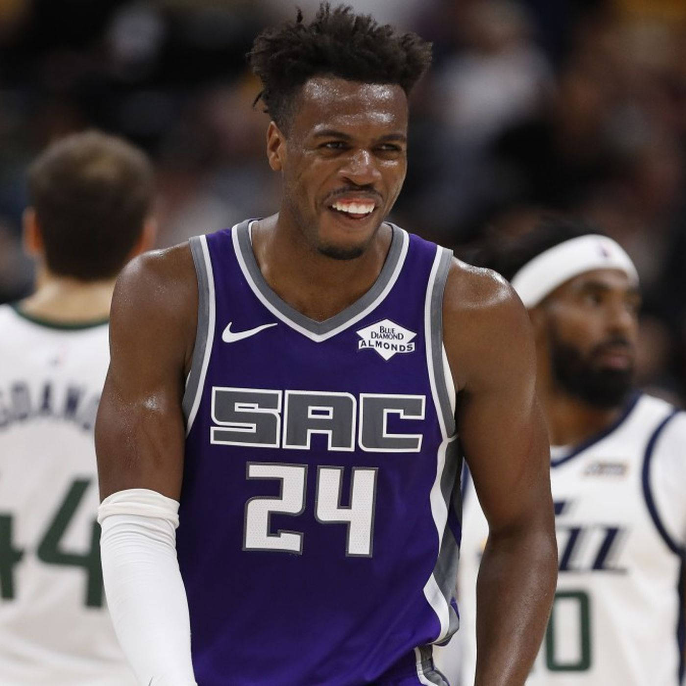 Laughing Buddy Hield Focus Shot Background