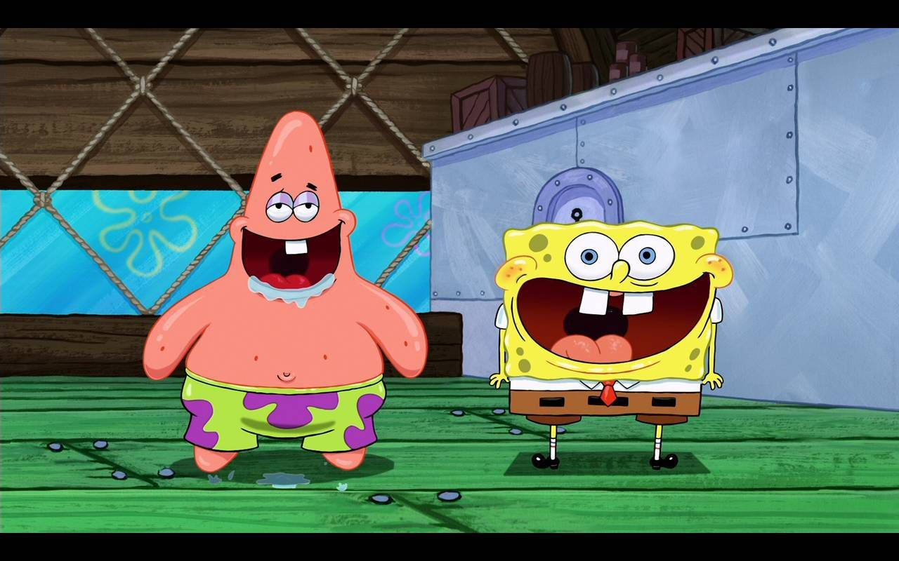 Laughing Cool Spongebob And Patrick Background