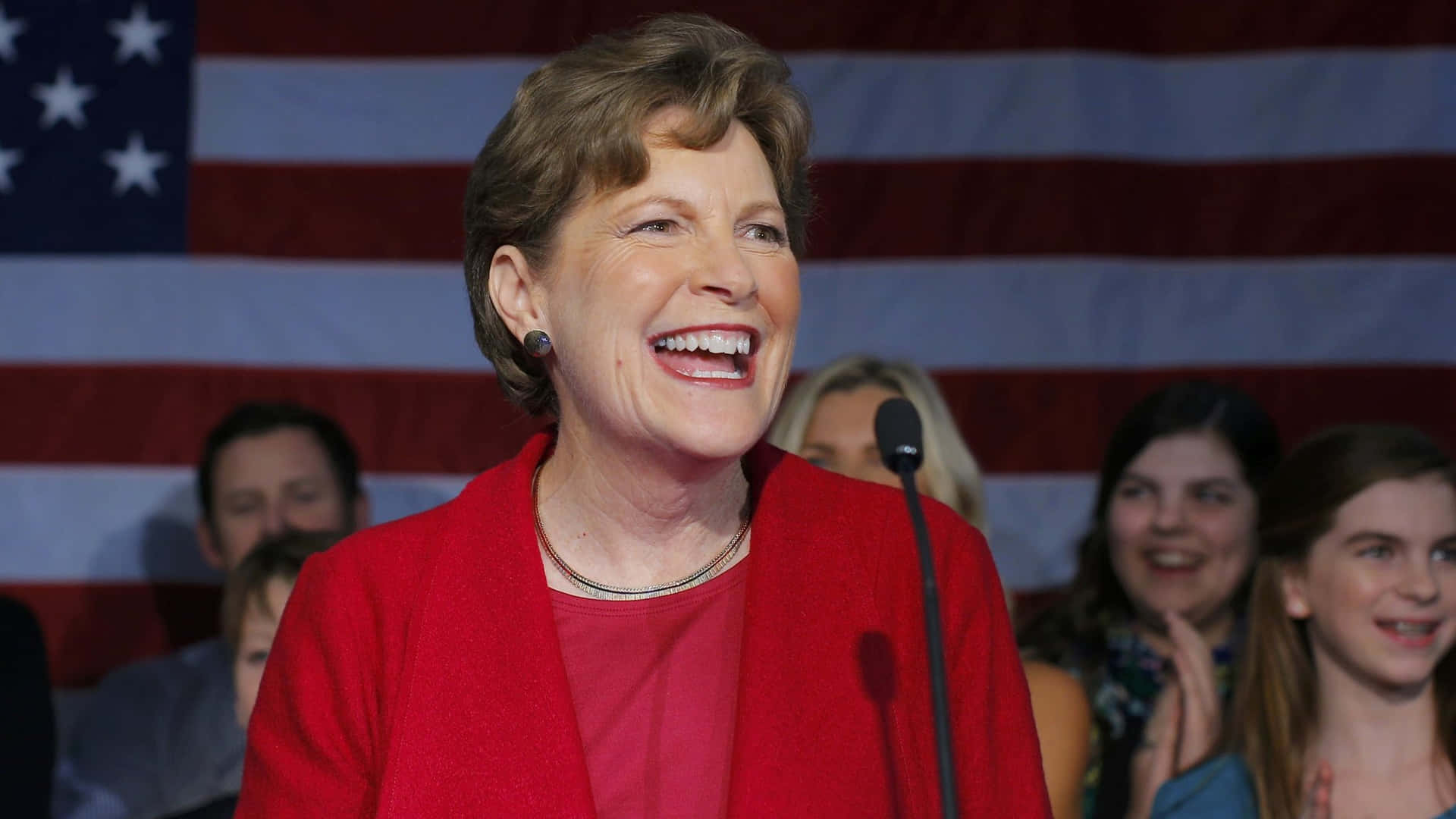 Laughing Jeanne Shaheen Background