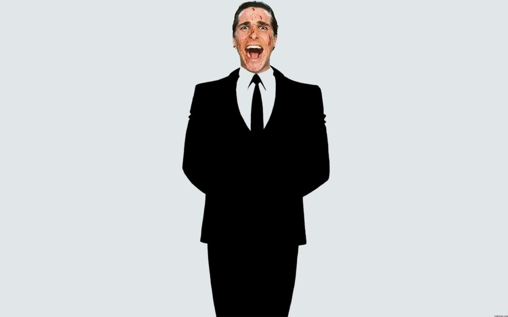 Laughing Manin Black Suit Background