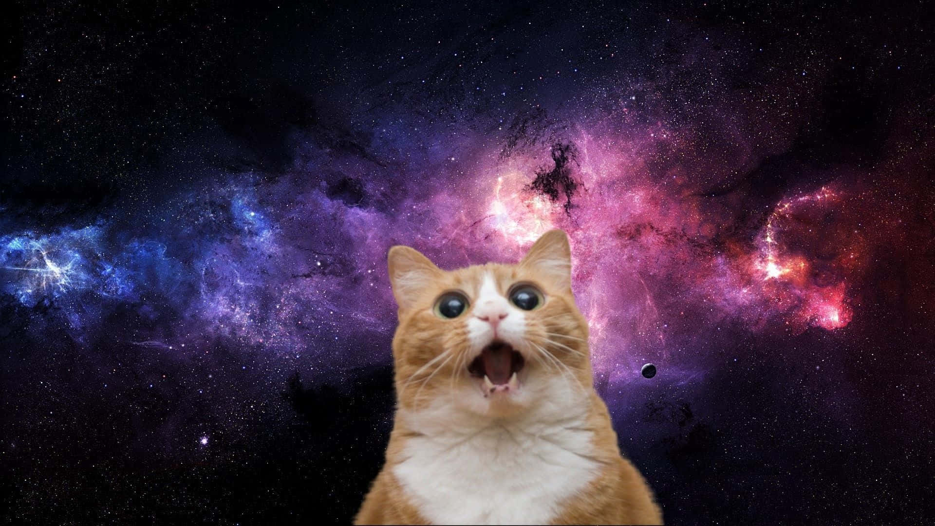 Launch Your Dreams - A Cat Reaching For The Stars Background