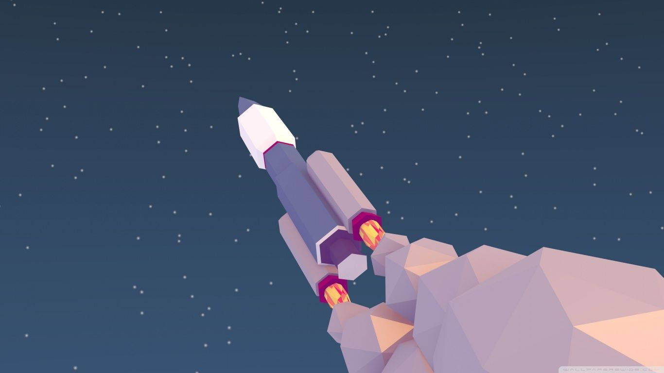 Launched Low Poly Rocket Background