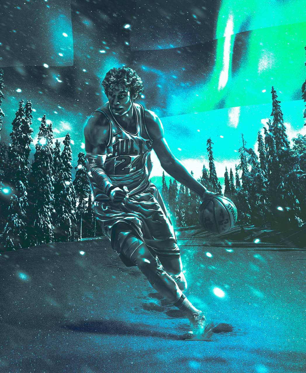 Lauri Markkanen Northern Lights Aesthetic Art Background