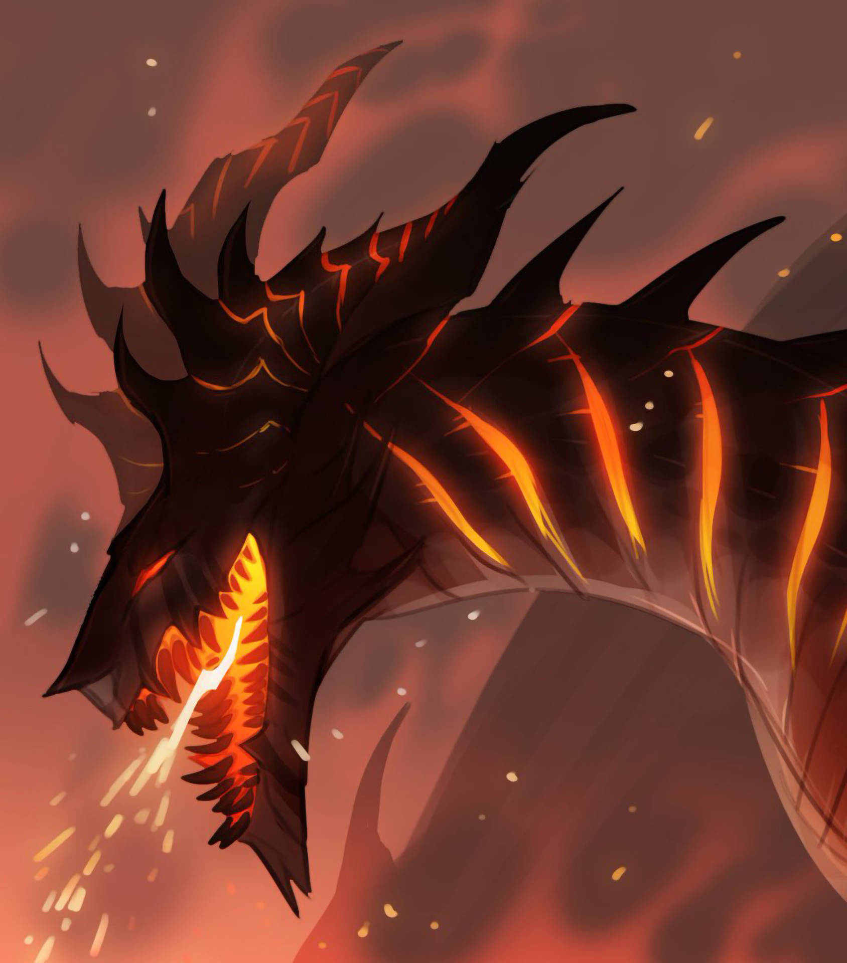 Lava Dragon Slashed Skin Background