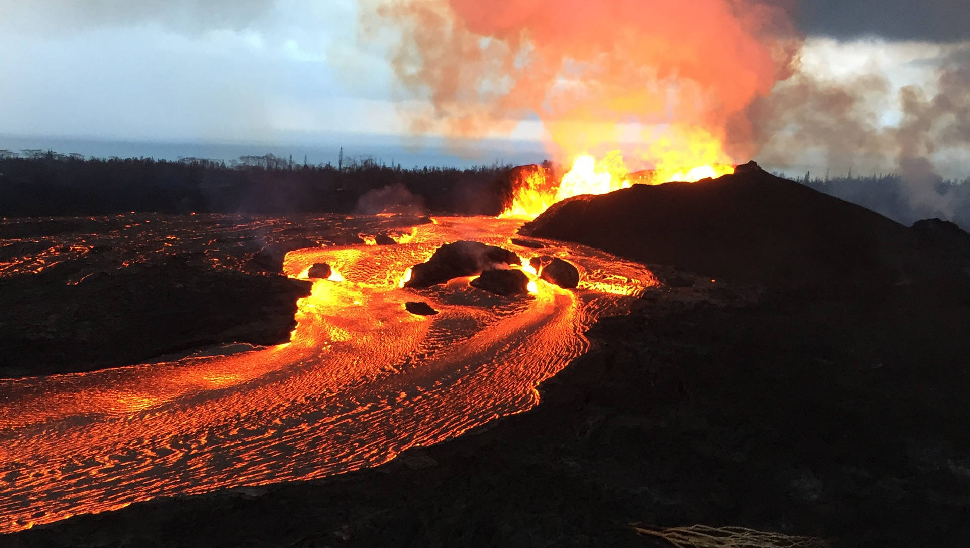 Lava Flow From Kilauea Volcano Background