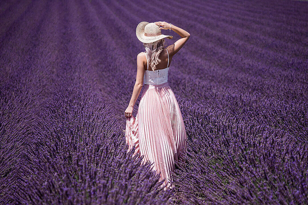 Lavender Aesthetic Woman In The Field Background