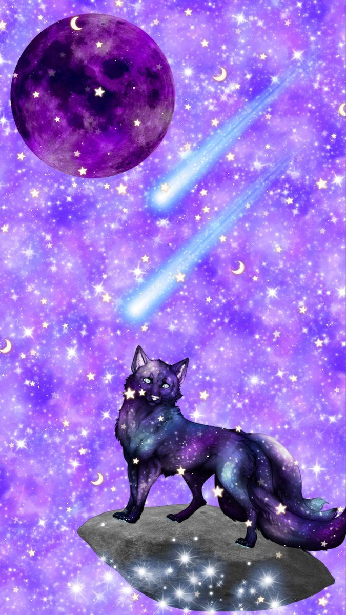 Lavender Haze Cool Galaxy With Wolf